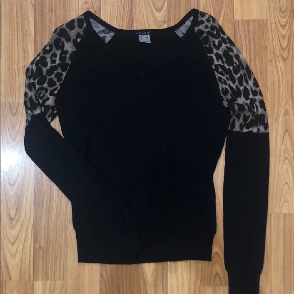 Cheetah Long Sleeve V-Neck Sweater